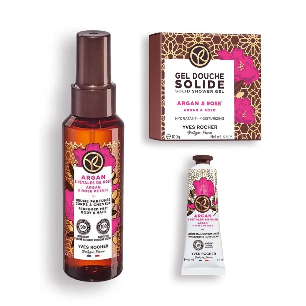 YVES ROCHER 3PCS SET Argan & Rose